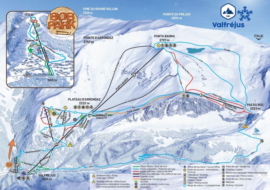 Plan des piste du Val fréjus Votre terrain de jeu